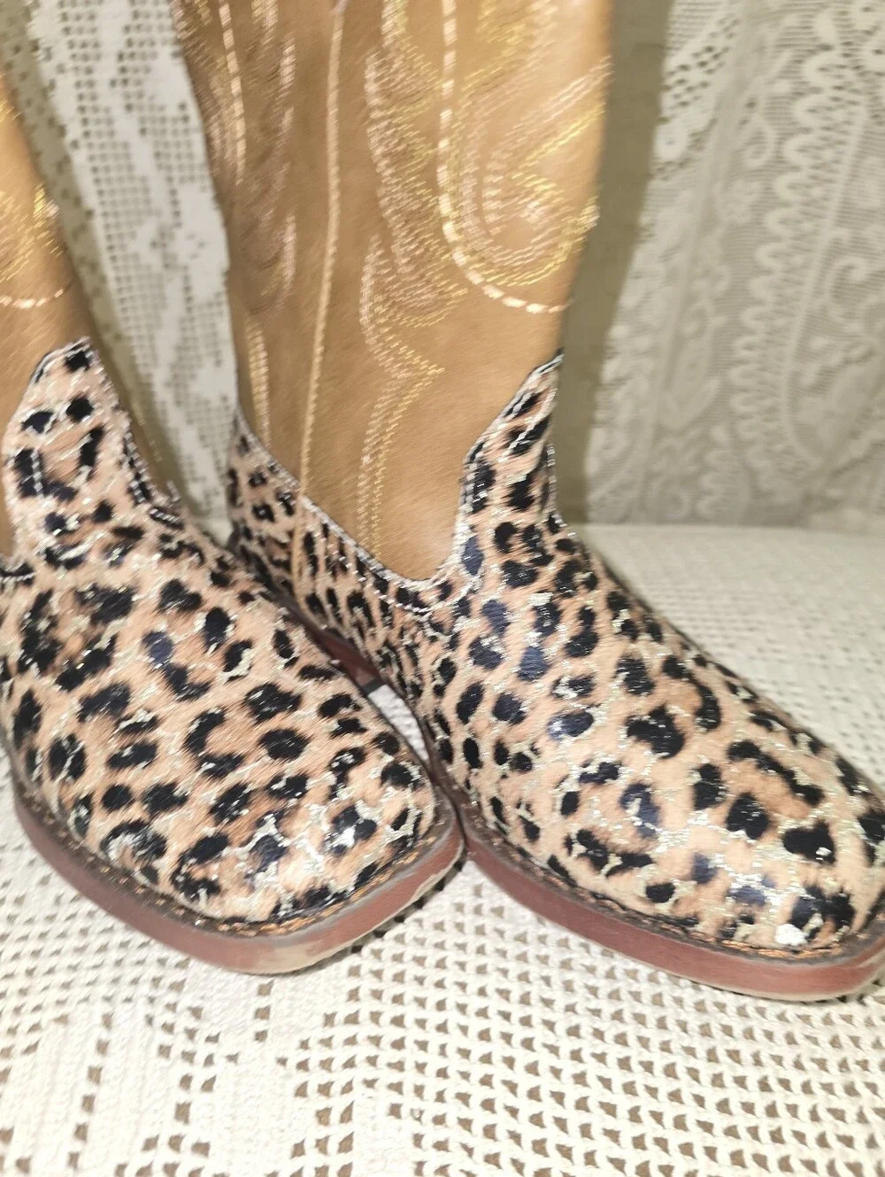 Roper Glitter Leopard Girls Cowboy Boots 3 New Without Tag